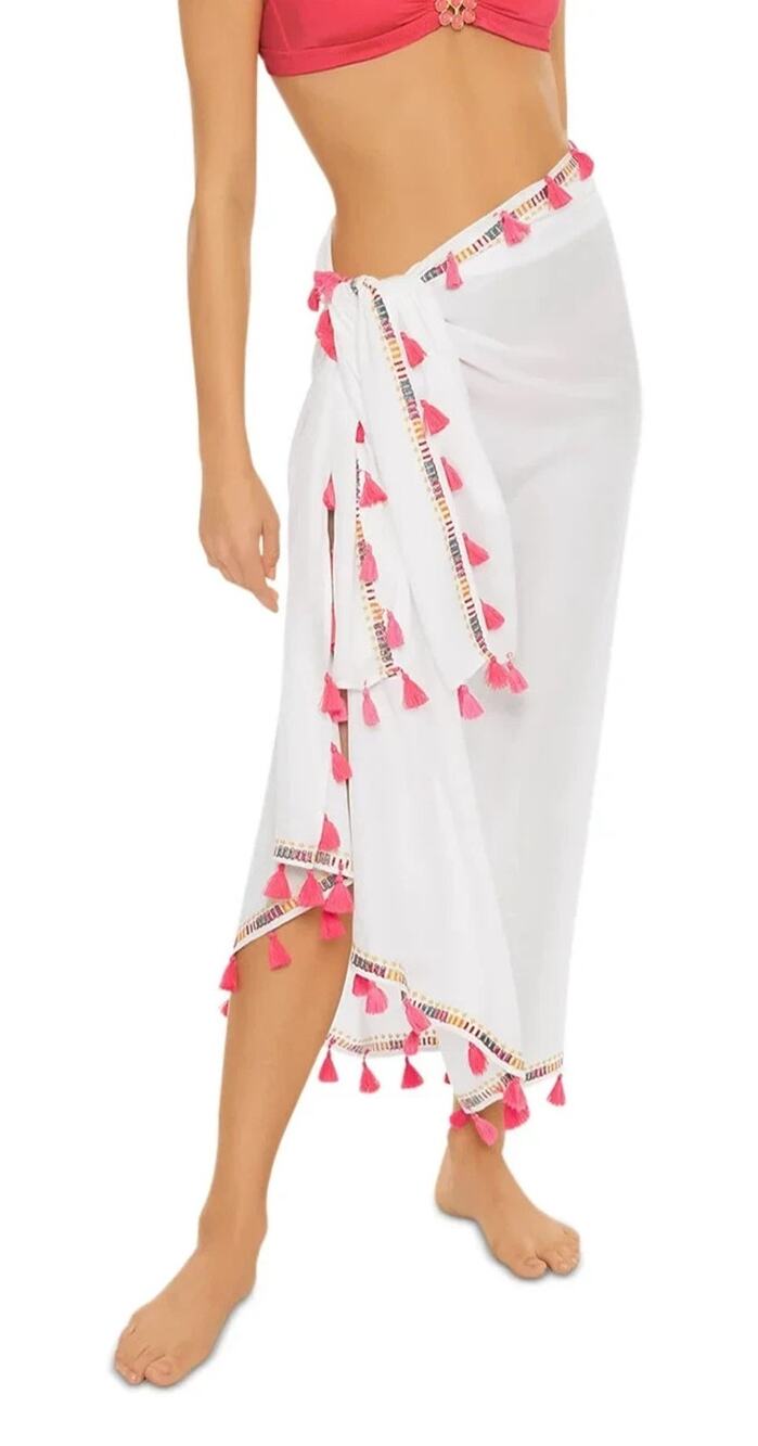 Trina Turk L21828 Womens White Swim Del Rey Pareo Cover-Up One Size NWT